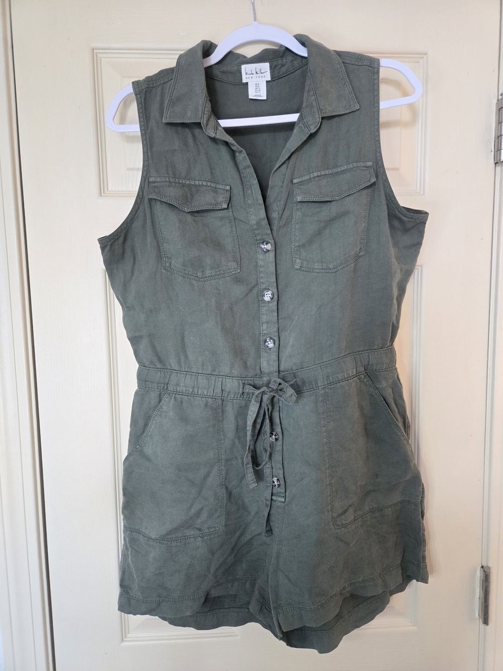 Olive Green Sleeveless Utility Romper